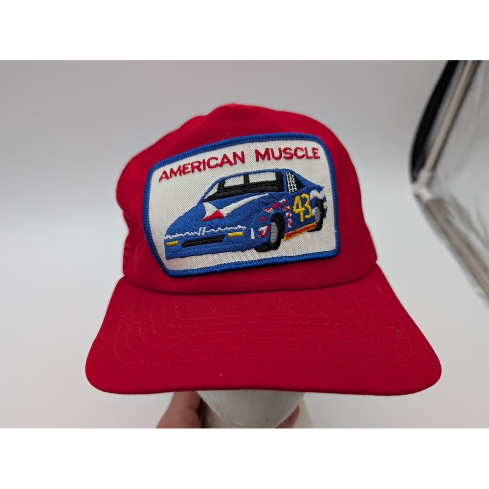 Vintage New Era Voyager American Muscle Trucker Hat Red Mesh Snapback USA Made